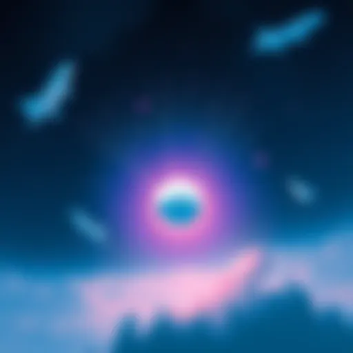 An illustration showing the concept of a midnight airdrop with Nexo branding and stars in the night sky