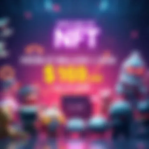 A visual representation showing the dramatic drop in NFT value, with a graphic indicating a decrease from $69 million to below $100, alongside images of digital collectibles.