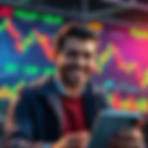 A cheerful Nicolas posting on social media platform X with a bullish expression and financial charts in the background