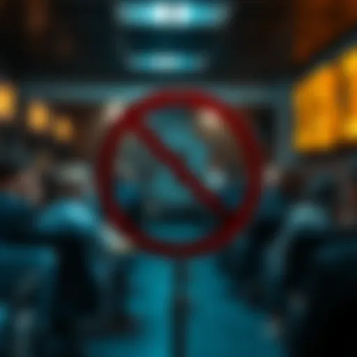 A sign indicating no discussions about Bitcoin allowed, with symbols of cryptocurrency prohibited in a forum setting.