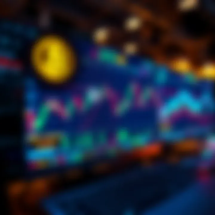 A computer screen displaying cryptocurrency graphs and transactions, symbolizing non-KYC Bitcoin trading with privacy features.