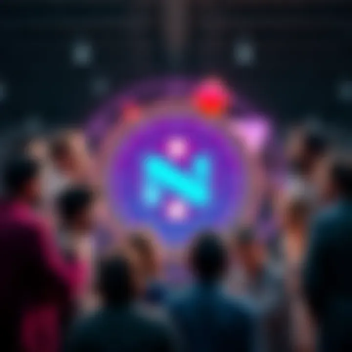 Nostr logo surrounded by a group of diverse people discussing technology