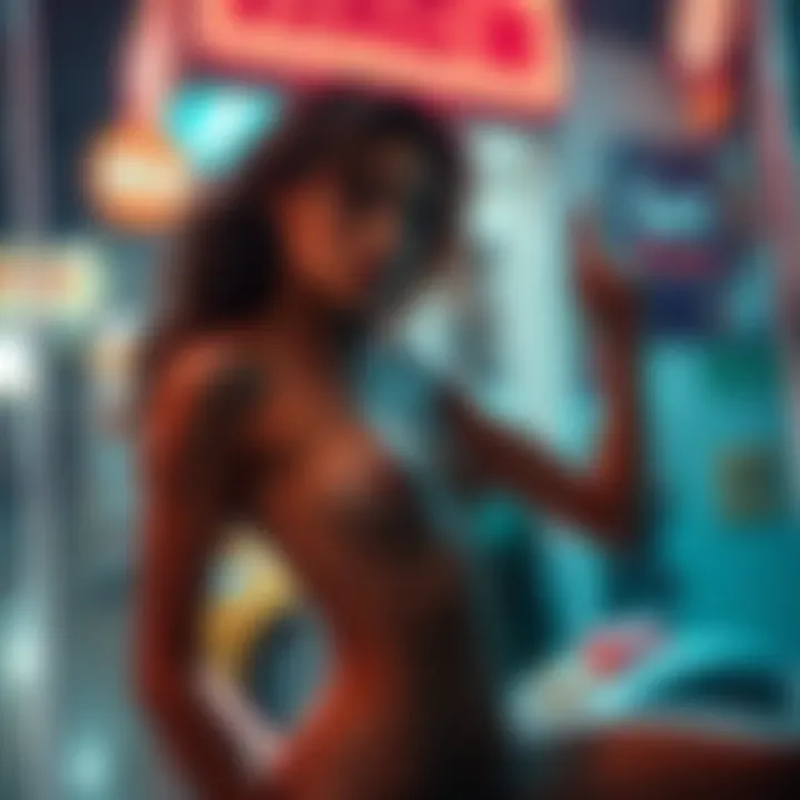 A controversial advertisement shows a nude model in a provocative pose, raising questions about decency standards in advertising.