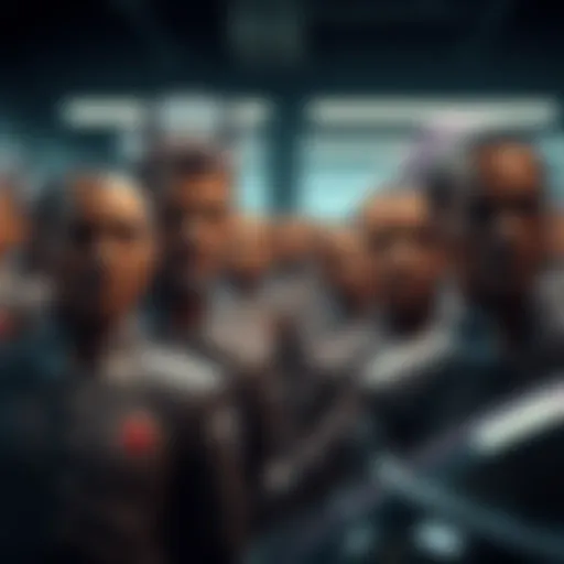 A group of similar items with one noticeably different item standing out