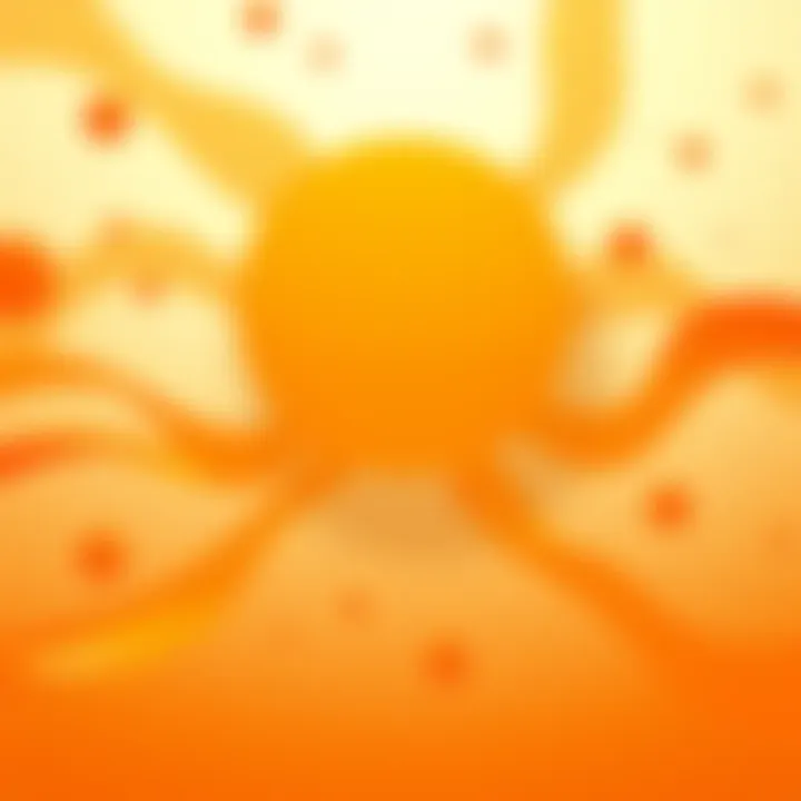 A vibrant orange backdrop with abstract shapes representing change and optimism in society