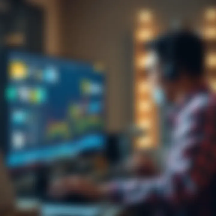 A person sorting through digital files on a computer screen, using tools to manage content efficiently.