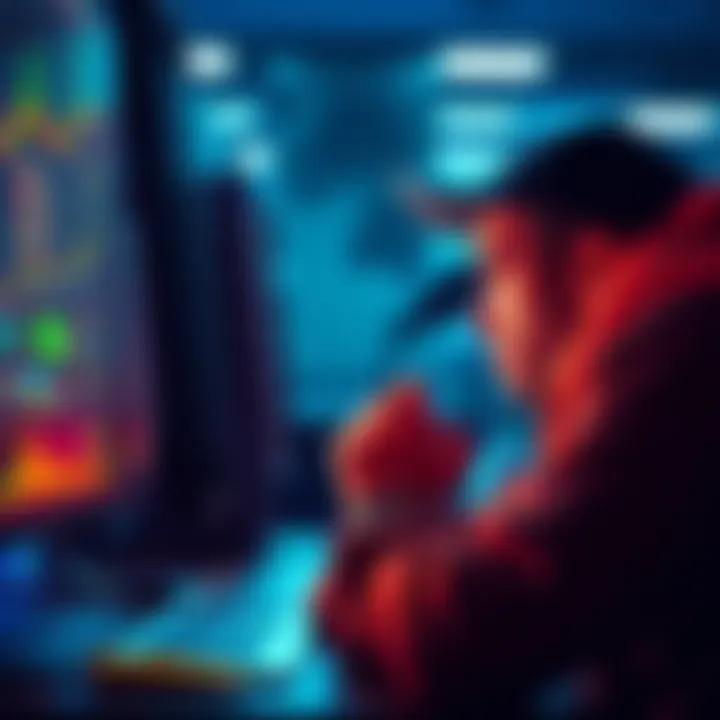 A worried crypto investor staring at a computer screen, depicting anxiety over lost funds in PancakeSwap due to a potential hack.