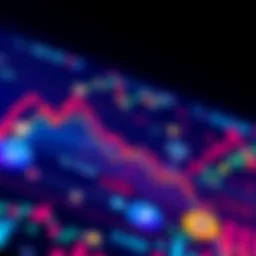 Graph showing high trading volumes for PancakeSwap and Uniswap with vibrant colors and cryptocurrency symbols