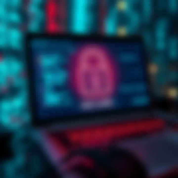 A computer screen displaying a lock symbol with a passphrase being typed in, symbolizing digital security against infections.