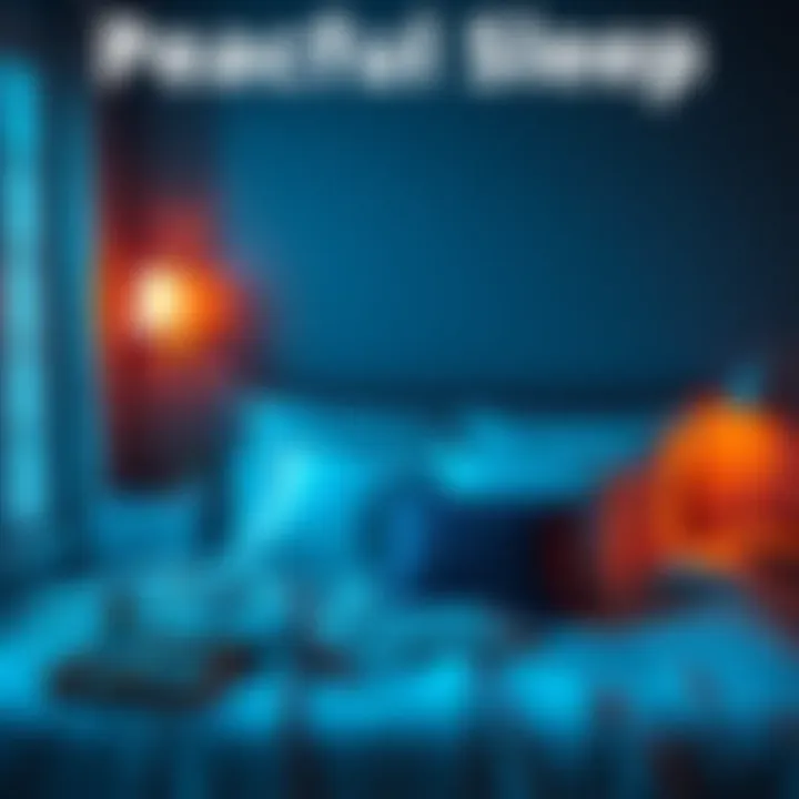 A serene bedroom with a cozy bed, soft pillows, and dim lighting creating a calming atmosphere for restful sleep.