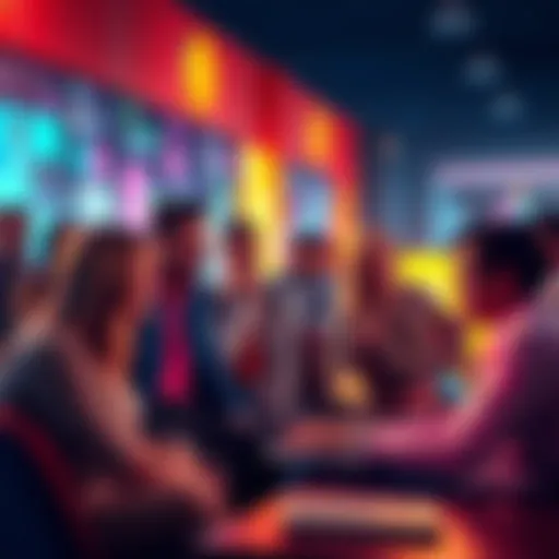 A group of people engaging in online chats and discussions on a digital platform