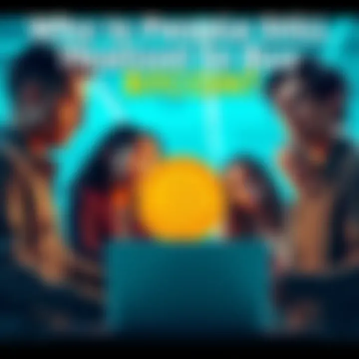 A group of people discussing Bitcoin investment options with concerned expressions, showing charts on a laptop