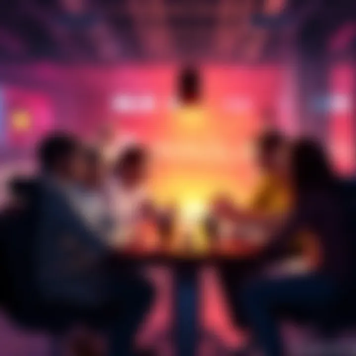 People gathered around a table sharing insights about promising altcoins and market trends
