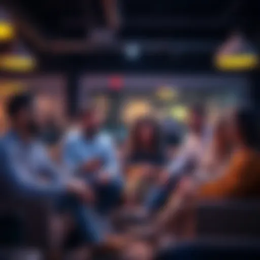 A group of individuals sitting together, sharing stories about receiving claims over $50,000 in a casual setting.