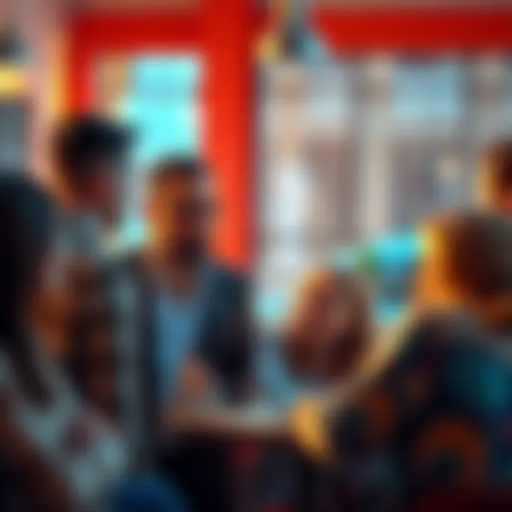 A group of people sharing experiences and thoughts about common problems in a lively discussion
