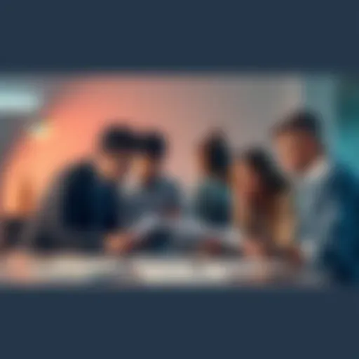 A group of people gathered around a table, reviewing paperwork about rewards and benefits, looking concerned and engaged in conversation.
