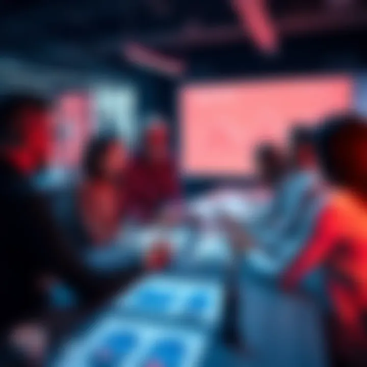 A group of people gathered around a table, analyzing charts and reports on current trends in various sectors.