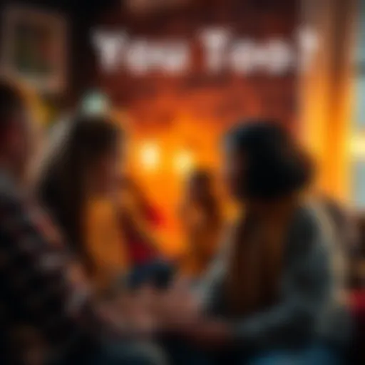 A diverse group of people sharing their heartfelt experiences in a warm and supportive setting