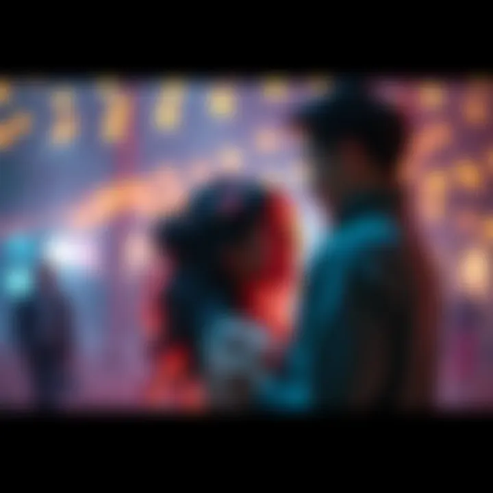A couple sharing a warm embrace, surrounded by soft lights and flowers, symbolizing love and connection.