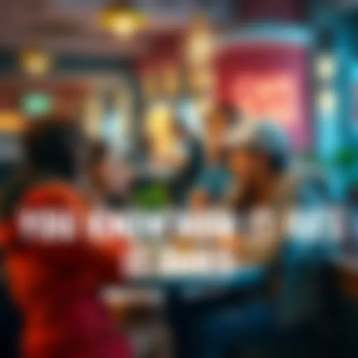 A group of friends laughing together at a café, exchanging stories about everyday experiences