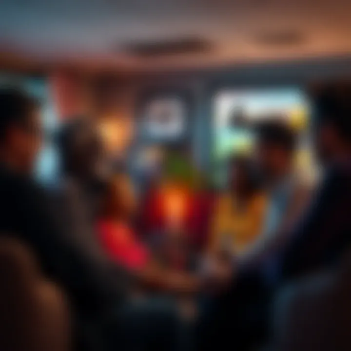 People sharing opinions A diverse group of people discussing their heartfelt opinions in a warm setting