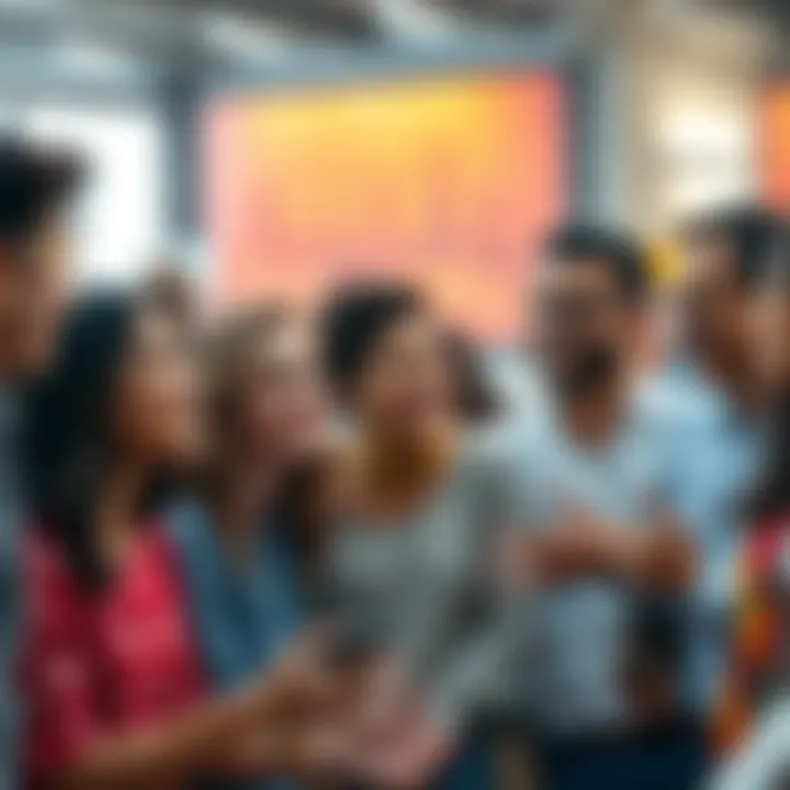 A group of diverse individuals discussing various topics with enthusiasm