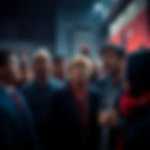 A group of concerned Americans discussing their doubts about political leaders amid chaos