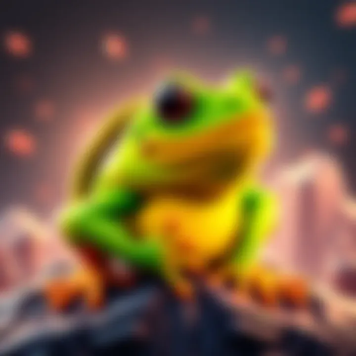 A colorful Pepecoin logo featuring a frog, symbolizing security and uniqueness in the meme coin market