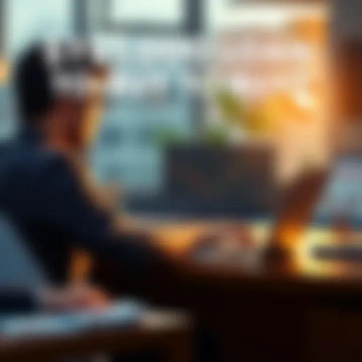 A person sitting at a desk with a laptop, looking thoughtfully at a Bitcoin chart and calculator, contemplating a financial decision