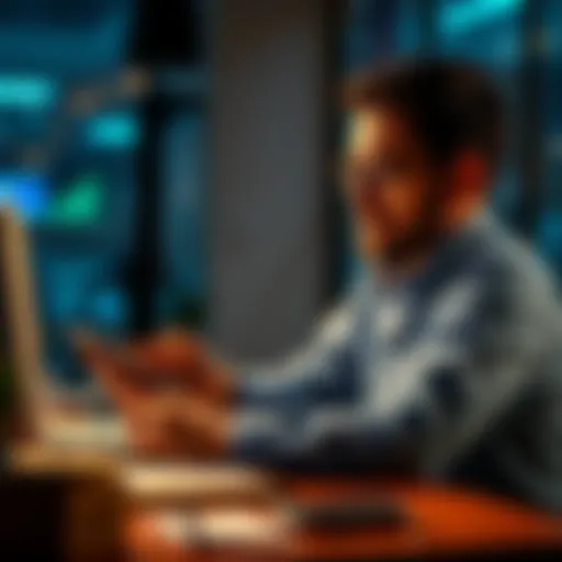 A person sitting at a desk with a calculator and notepad, calculating profits after a $1000 increase, looking thoughtful about their investment decisions.