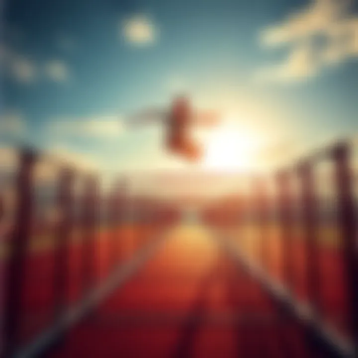 A person leaping over hurdles representing taking risks and embracing challenges for success