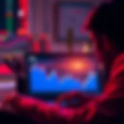 Individual reflecting on a laptop with a graph showing a significant decline in cryptocurrency value, symbolizing loss and decision to sell