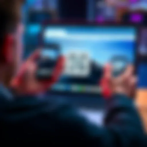 A person frustrated while trying to scan a QR code using their MacBook camera, with a Sparrow wallet application open on the screen