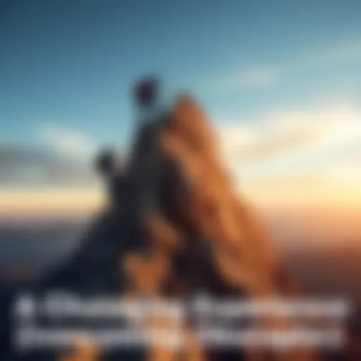 A person scaling a steep mountain, symbolizing overcoming obstacles and challenges in life.