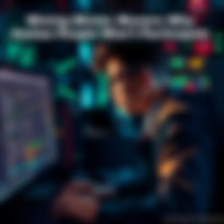 A person looking at a computer with mining software, showing concern about costs and challenges of mining Monero