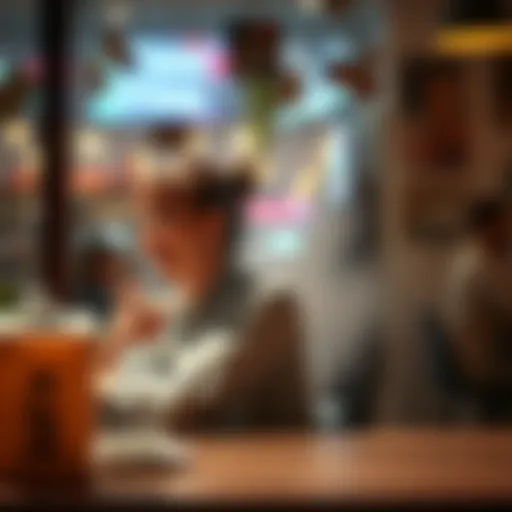 A person sitting at a table with a cup of coffee, smiling and looking relaxed while chaos surrounds them, embodying the phrase 'This is fine'.