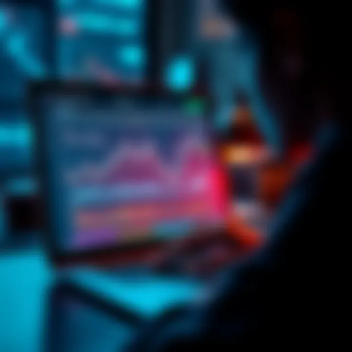 A person analyzing a chart showing Ethereum price trends on a laptop screen