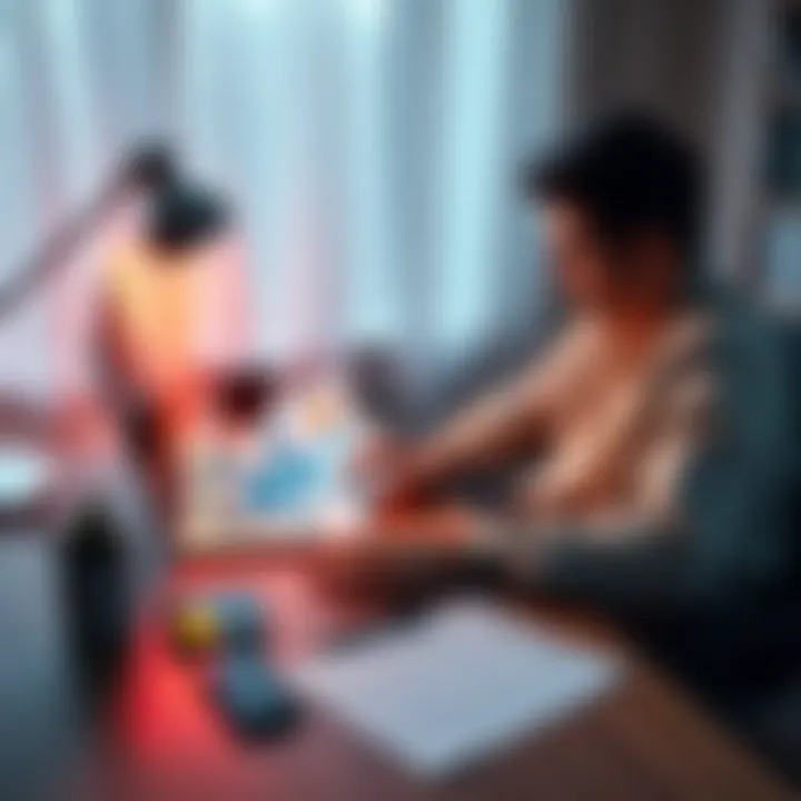 A person sitting at a desk, using a laptop to change their crypto wallet for better security. Papers and a smartphone are nearby, showing various crypto logos.