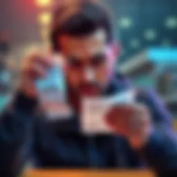 A person holding their head in frustration while looking at a receipt showing a small purchase, representing emotional distress over spending.
