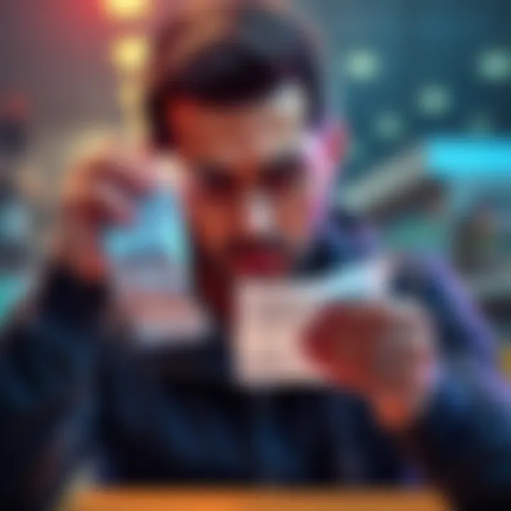 A person holding their head in frustration while looking at a receipt showing a small purchase, representing emotional distress over spending.