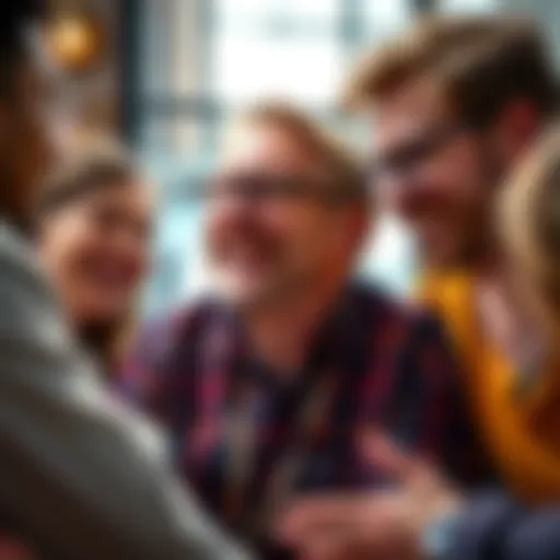 A cheerful man sharing funny stories with friends, everyone is laughing and enjoying the moment.
