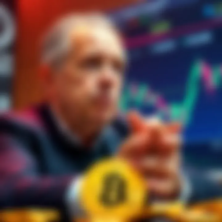 Peter Schiff discusses Bitcoin's decline against gold, with graphs showing the drop in value and gold prices.