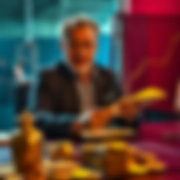 Peter Schiff at a table with gold coins, expressing his views on the gold market