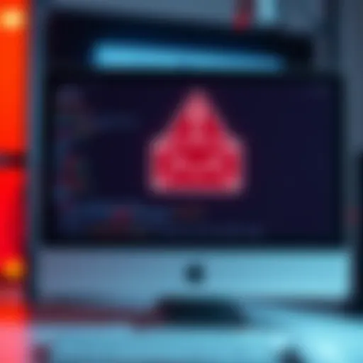 A computer screen displaying a suspicious email with random letters and numbers, showcasing warning signs of phishing.