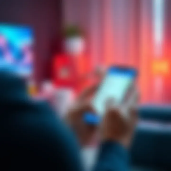 A person interacting with a smartphone app, adjusting settings for various smart devices, showcasing a mobile-based setup process.