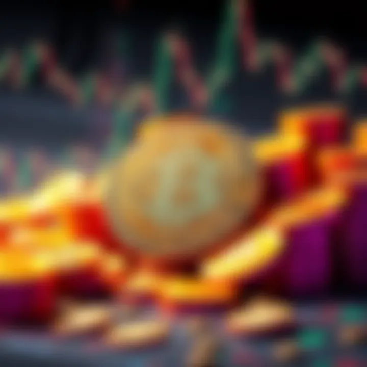 A visual representation of Pi cryptocurrency tokens with a focus on their distribution and price potential, featuring graphics of tokens and market trends.