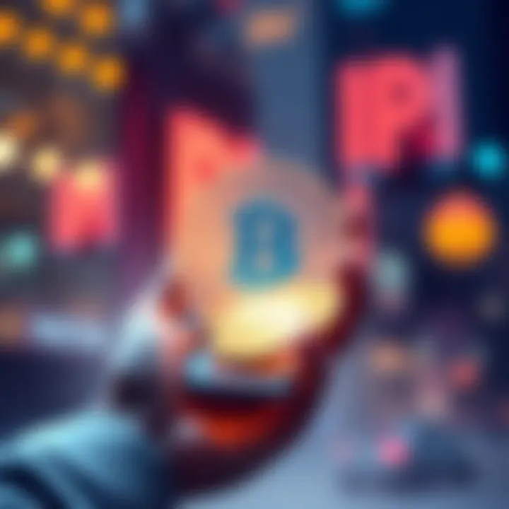Representation of Pi Network's cryptocurrency with coins and a smartphone in a user's hand