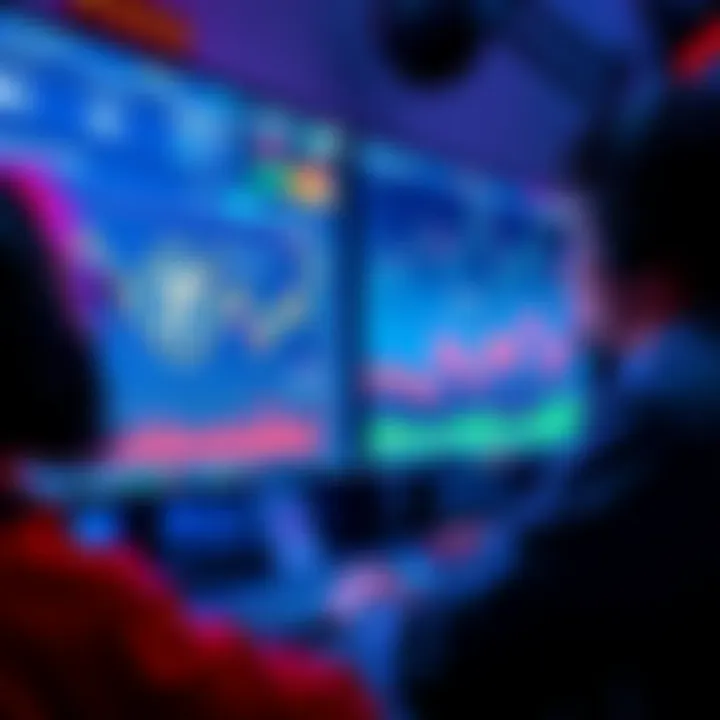 Crypto enthusiasts looking at a computer screen with charts and graphs related to Pi Network in anticipation of updates.