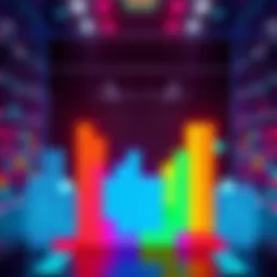A colorful game screen showing Tetris-like blocks stacking in Pi Network's Pi-tris game.