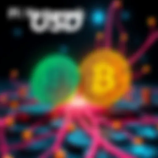 Visual representation of Pi Network and USDT with cryptocurrency symbols and regulatory icons